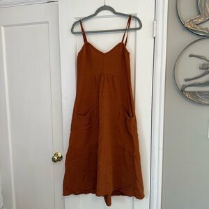 Zara Rust Midi Dress with Pockets